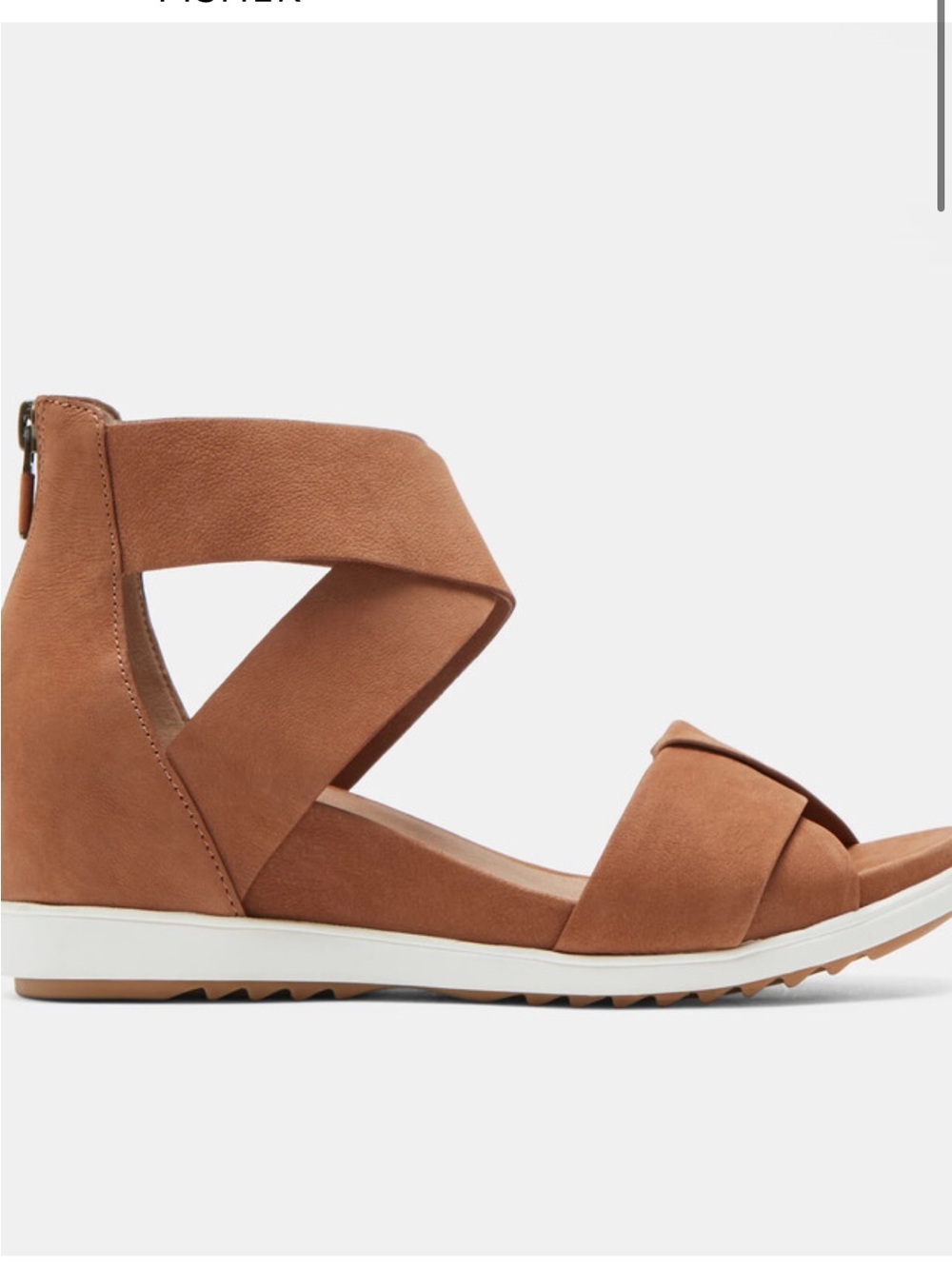 Eileen Fisher Viv Tumbled Nubuck Wedge Sandals Tan,8